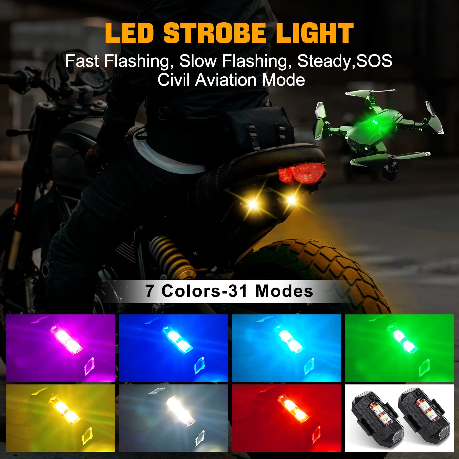 Drone Led Light - Lampu Sepeda Motor Drone Lampu Strobo