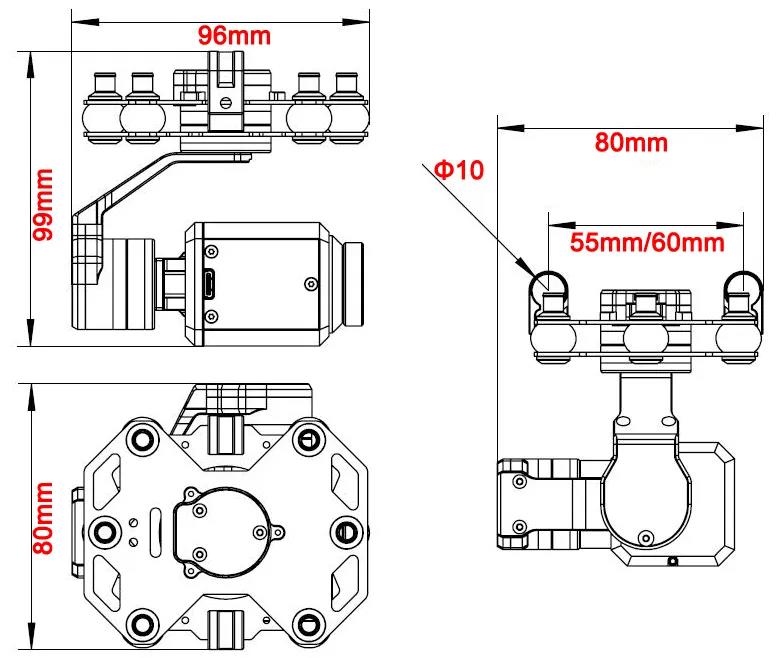 Gimbal 3-axis Tarot TL3T20 640 - Drone Gimbal ulasan dan harga
